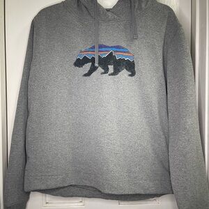 Patagonia Fitz Roy Bear Uprisal Hoodie Gray Pullover Sweatshirt Size Medium